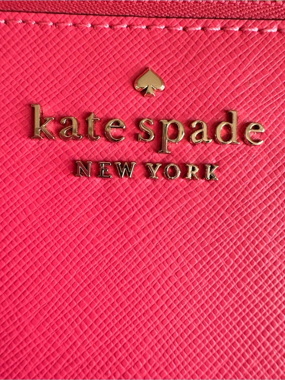 kate spade Pink Saffiano Wristlet Clutch with Gold Logo